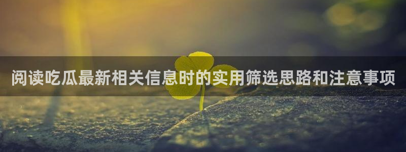 吃瓜热点：阅读吃瓜最新相关信息时的实用筛选思路和注意事项